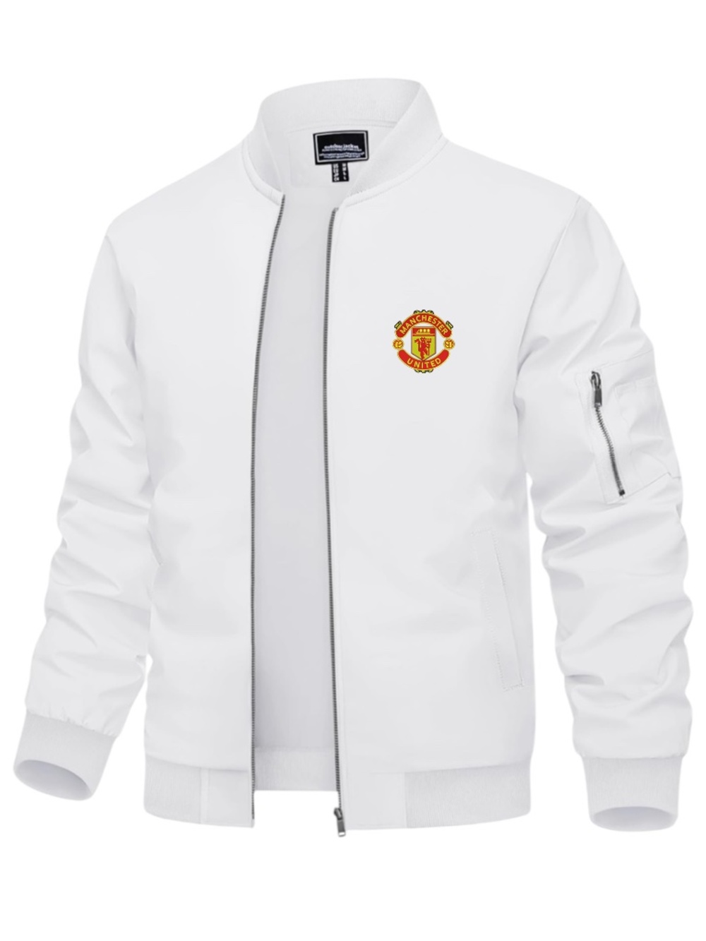 Men’s Manchester United Embroidered Lightweight Bomber Jacket White